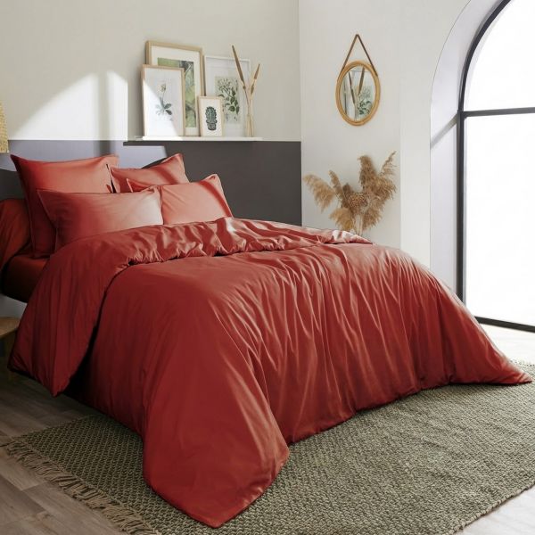Housse de couette 140x200 cm Percale de Coton Terre De Sienne