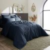 Housse de couette 200x200 cm Percale de Coton Bleu Nuit