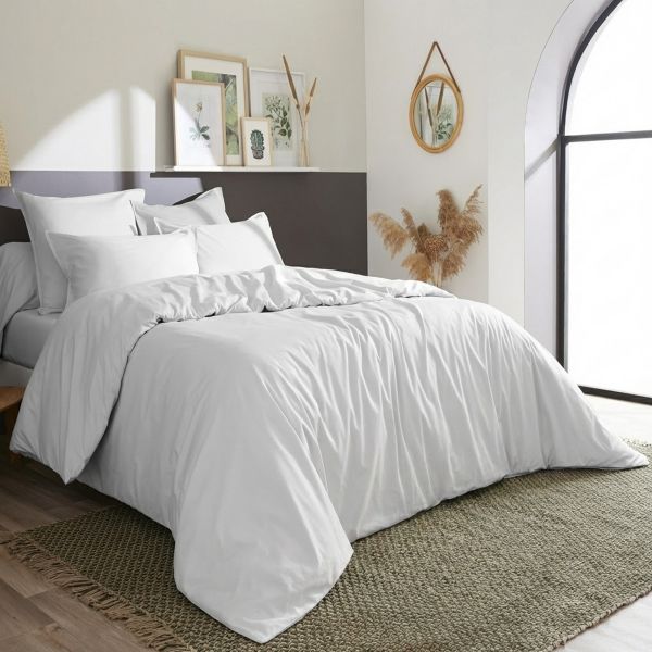 Housse de couette 200x200 cm Percale de Coton Neige