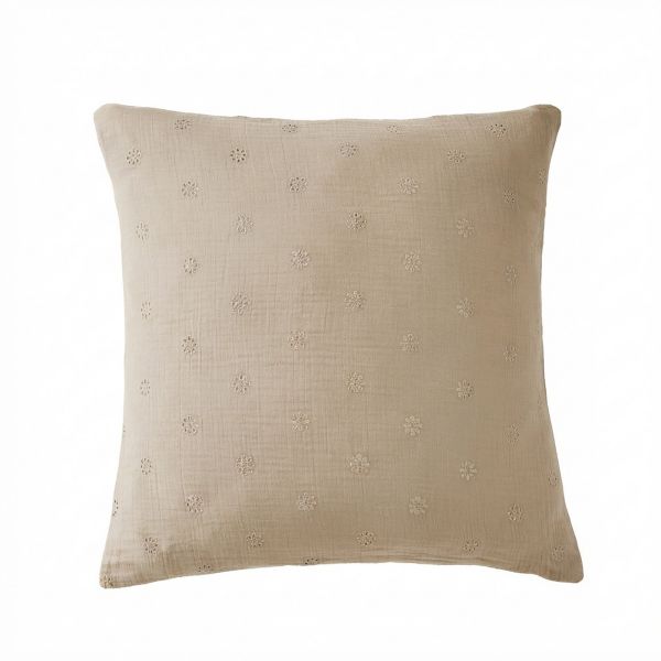 Taie d'oreiller 60x60 cm Gaze de Coton Terra bohème Ficelle