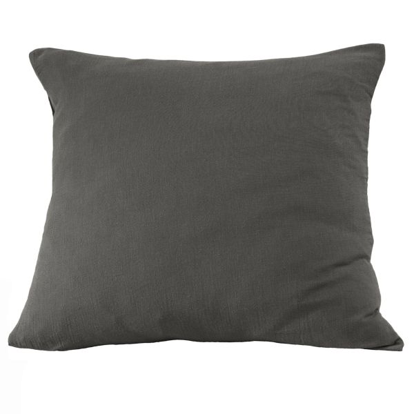 Taie d'oreiller 80x80 cm Gaze de Coton Terra Granit