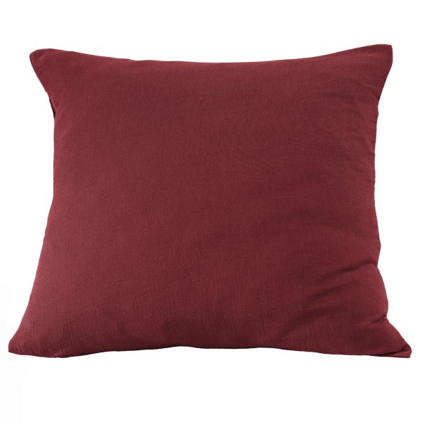 Taie d'oreiller 80x80 cm Gaze de Coton Terra Lie De Vin