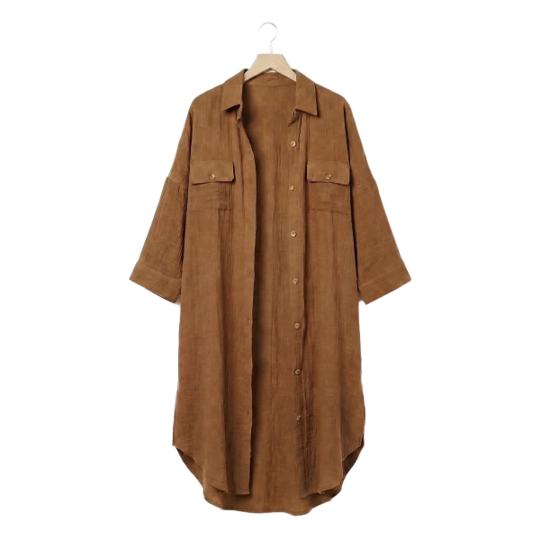 Tunique chemise L/XL Gaze de Coton Terra Camel