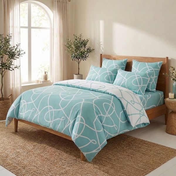 Parure de lit 240x260 cm Coton Pablo Aqua