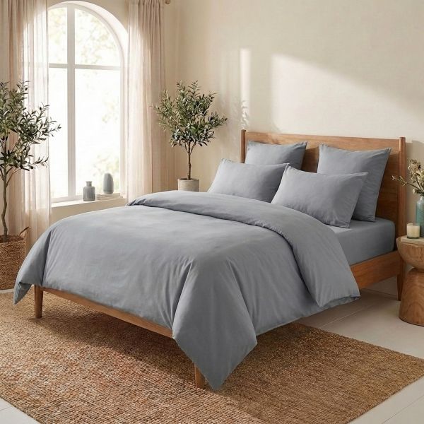 Parure de lit 220x240 cm Coton Gris