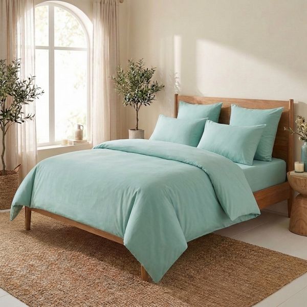 Parure de lit 240x260 cm Coton Vert Sauge