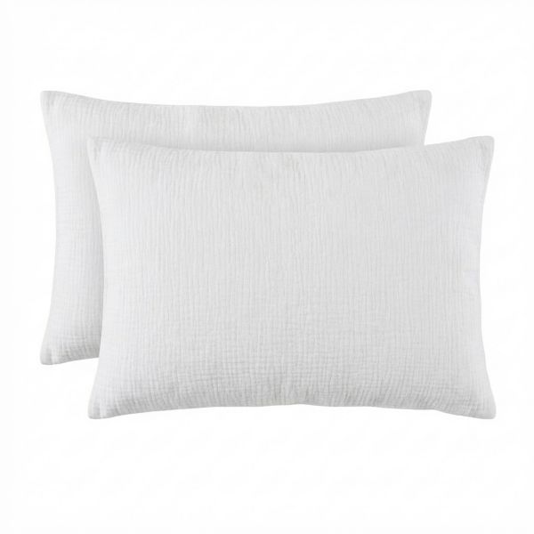 Lot 2 taies d’oreiller 50x70 cm Gaze de Coton - Coton 57 fils Blanc