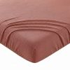 Drap Housse 140x190+35 cm Gaze de Coton - Coton 57 fils Terracotta