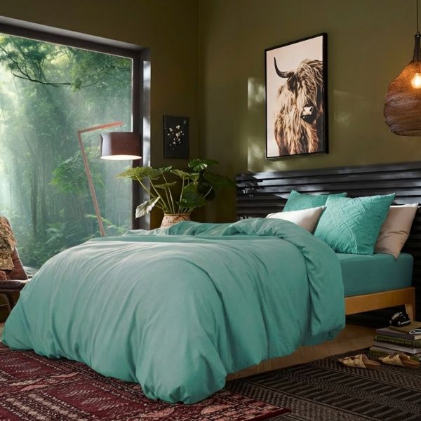 Parure de lit 240x260 cm Lin Métis Aqua