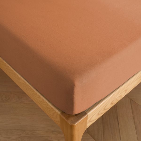 Drap Housse 180x200+35 cm Lin Métis Caramel