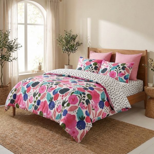 Parure de lit 220x240 cm Percale de Coton Floral Collage - KATE MERRITT