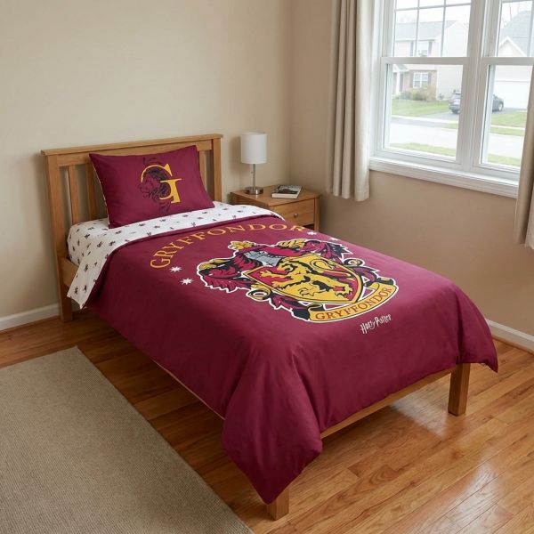 Parure de lit enfant Reversible 140x200 cm Coton Gryffondor Rouge
