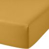 Drap Housse 140x190+30 cm Coton Jaune Moutarde