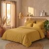 Drap Housse 160x200+30 cm Percale de Coton Jaune Moutarde
