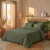 Parure de lit 240x260 cm Percale de Coton Vert Kaki