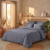 Parure de lit 200x200 cm Percale de Coton Gris Foncé