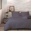 Parure de lit 200x200 cm Percale de Coton Gris Foncé