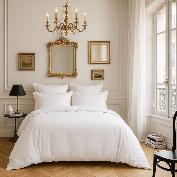 Housse de couette 140x200 cm Satin de Coton Blanc