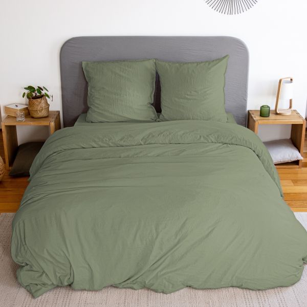 Parure de lit 220x240 cm Microfibre Vert Olive