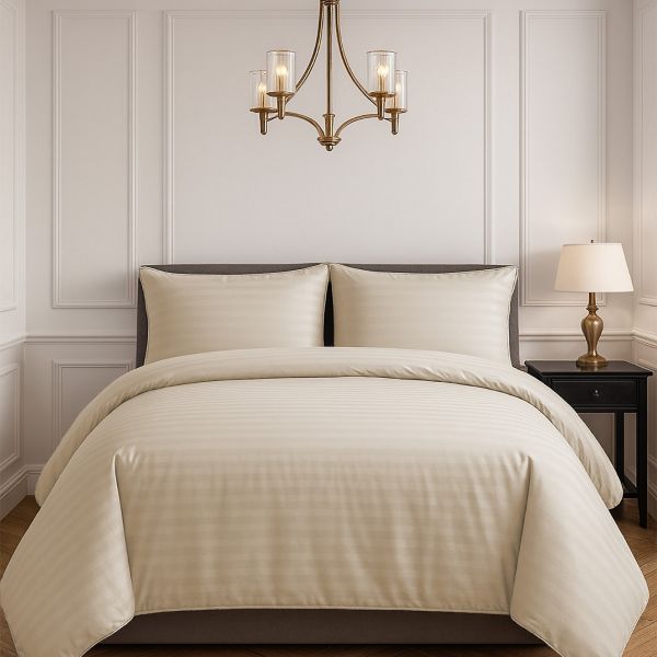 Parure de lit 200x200 cm Satin de Coton Taupe