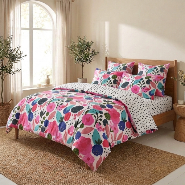 Parure de lit 220x240 cm Percale de Coton Floral Collage - KATE MERRITT