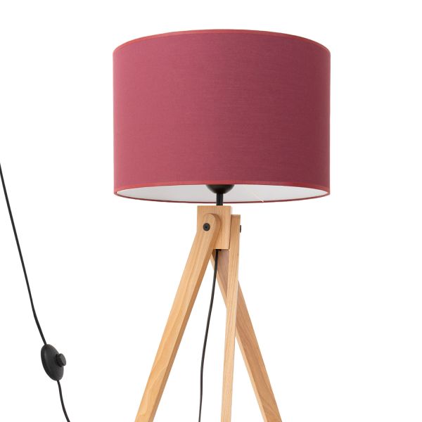 Lampadaire Tissu Bordeaux E27 1 Natt